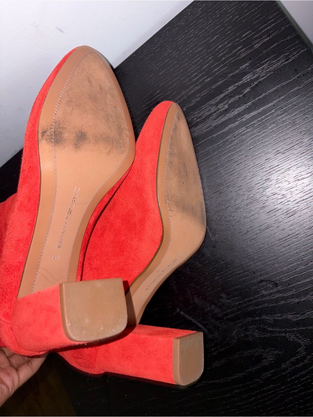 Red Suede Knee-High Block Heel Women's Boots - Picture 7 of 7